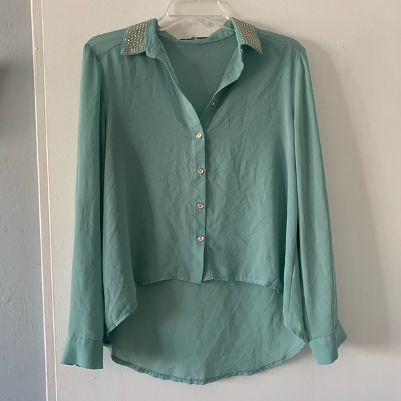 Mint Collared Blouse - Picture 2 of 3